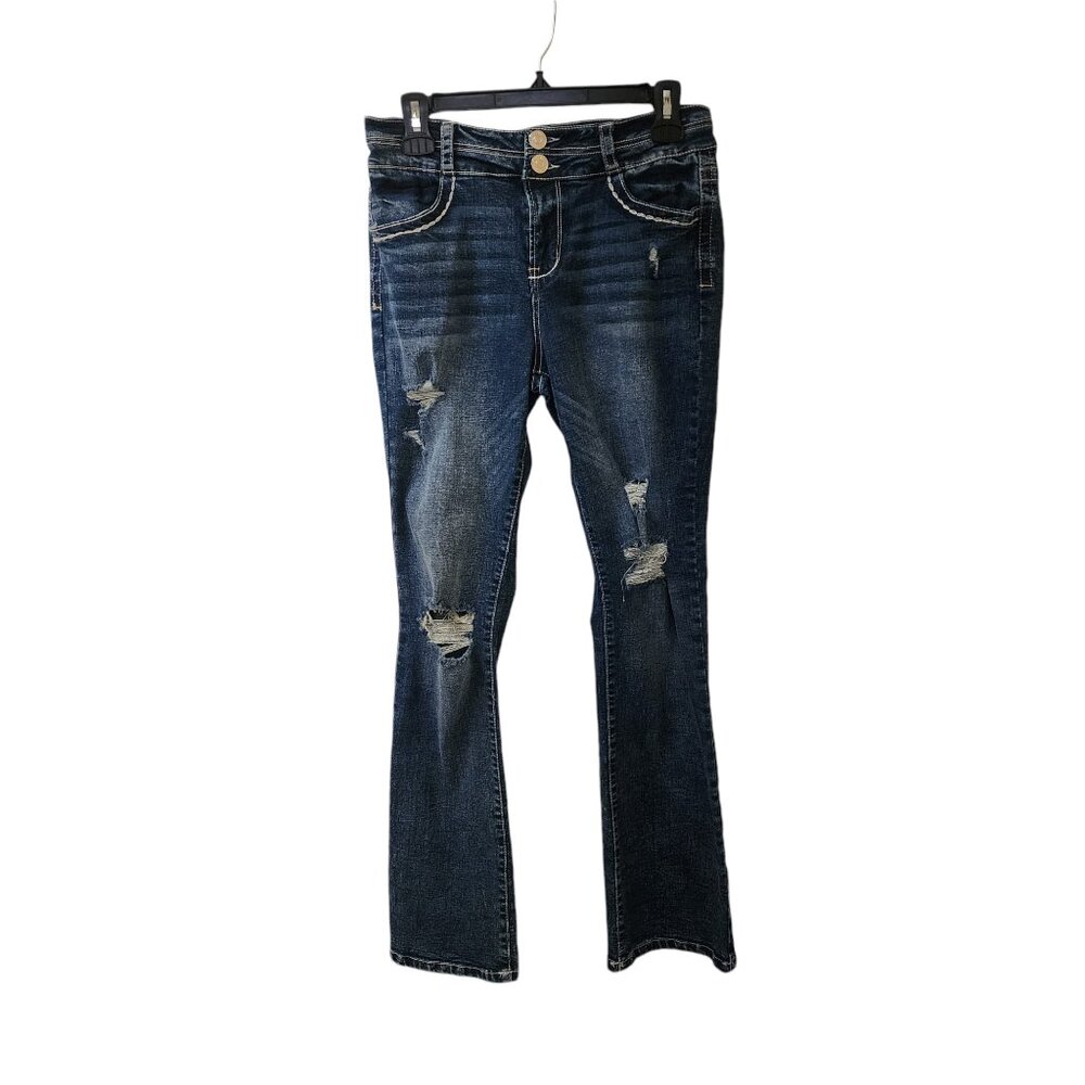 Almost Famous Vintage Distressed Bootcut Flare Leg y2k Jeans Size 9 Mid Rise